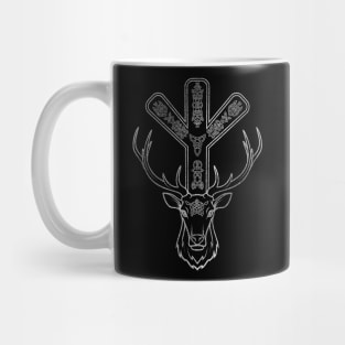 Algiz  Rune and Deer in Silver Mug